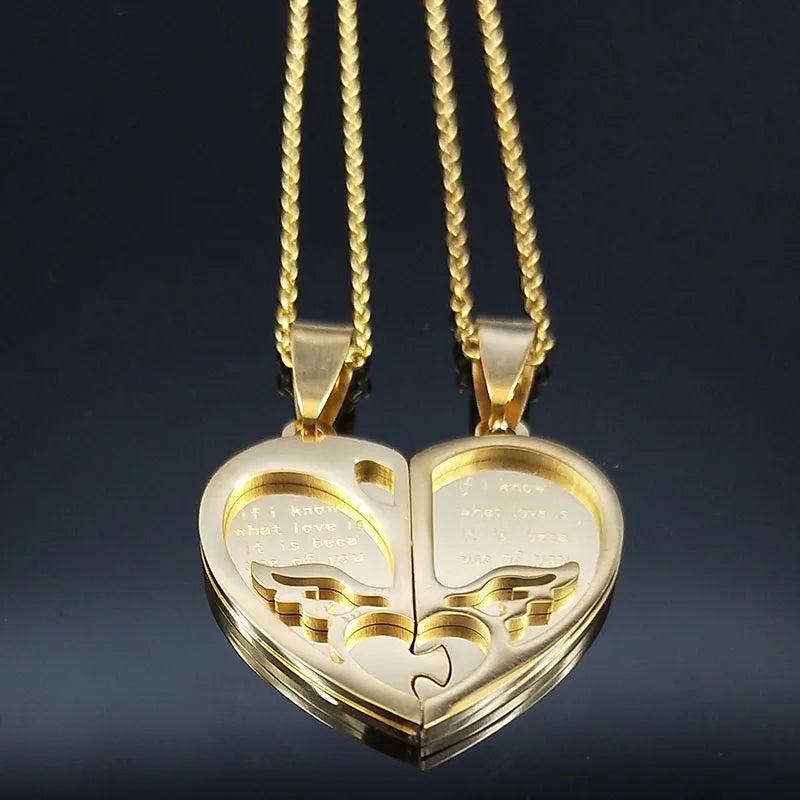 Heart Choker Necklace Stainless Steel Women Men Gift N756S01