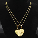 Heart Choker Necklace Stainless Steel Women Men Gift N756S01