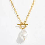High End PVD Baroque Pearl Pendant Necklace
