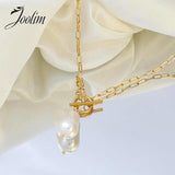 High End PVD Baroque Pearl Pendant Necklace