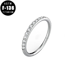 Titanium Hinged Segment Hoop CZ Pave Helix Cartilage Earring