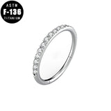 Titanium Hinged Segment Hoop CZ Pave Helix Cartilage Earring