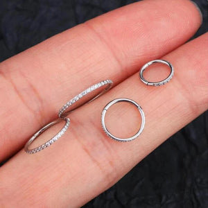 Titanium Hinged Segment Hoop CZ Pave Helix Cartilage Earring