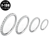 Titanium Hinged Segment Hoop CZ Pave Helix Cartilage Earring