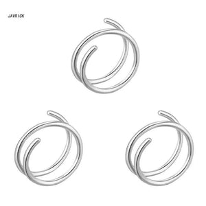 3Pcs Double Nose Ring Hoop Set 6/8/10mm