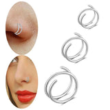3Pcs Double Nose Ring Hoop Set 6/8/10mm