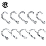 10Pcs Titanium G23 Nose Stud Set 18G 20G Body Jewelry