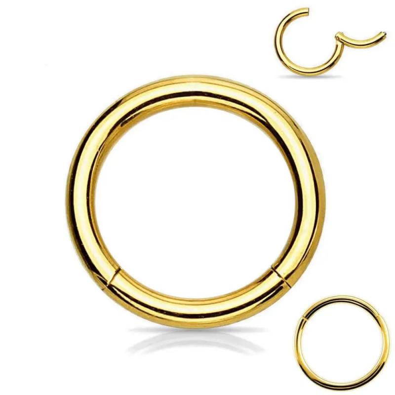 316l Surgical Steel Hinged Nose Rings Hoop 20G-14G Gold Silver Rose Black