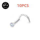 Multicolor Zircon G23 Titanium Nose Nail 0.8mm