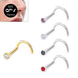 Multicolor Zircon G23 Titanium Nose Nail 0.8mm