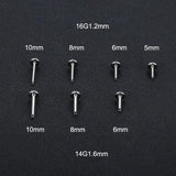 10Pcs Titanium Lip Labret Piercing for Lobe Nostril Cartilage