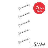 5Pcs CZ Gem Surgical Nose Piercing Stud Crystal Stainless Steel