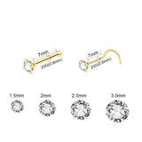 5Pcs CZ Gem Surgical Nose Piercing Stud Crystal Stainless Steel