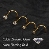 5Pcs CZ Gem Surgical Nose Piercing Stud Crystal Stainless Steel