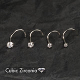 5Pcs CZ Gem Surgical Nose Piercing Stud Crystal Stainless Steel