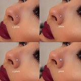 5Pcs CZ Gem Surgical Nose Piercing Stud Crystal Stainless Steel