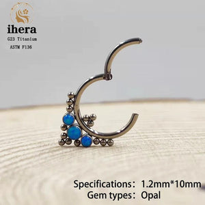 G23 Titanium Opal Round Nose Piercing Ring 16G