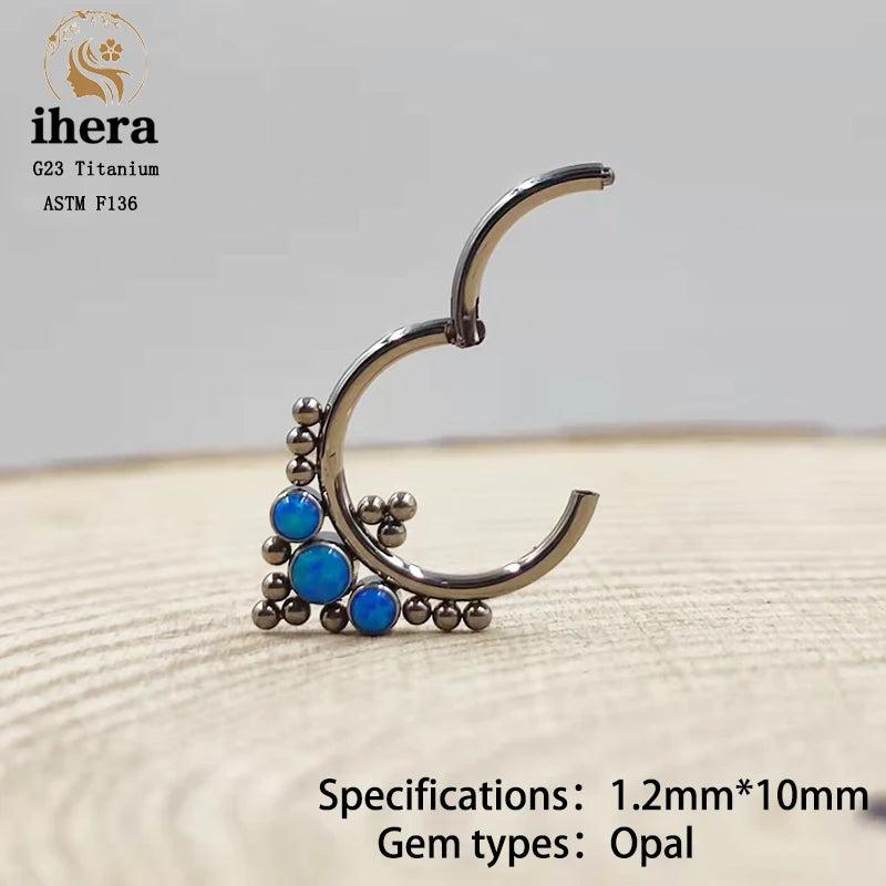 G23 Titanium Opal Round Nose Piercing Ring 16G