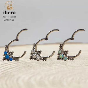 G23 Titanium Opal Round Nose Piercing Ring 16G