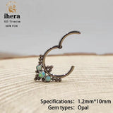 G23 Titanium Opal Round Nose Piercing Ring 16G