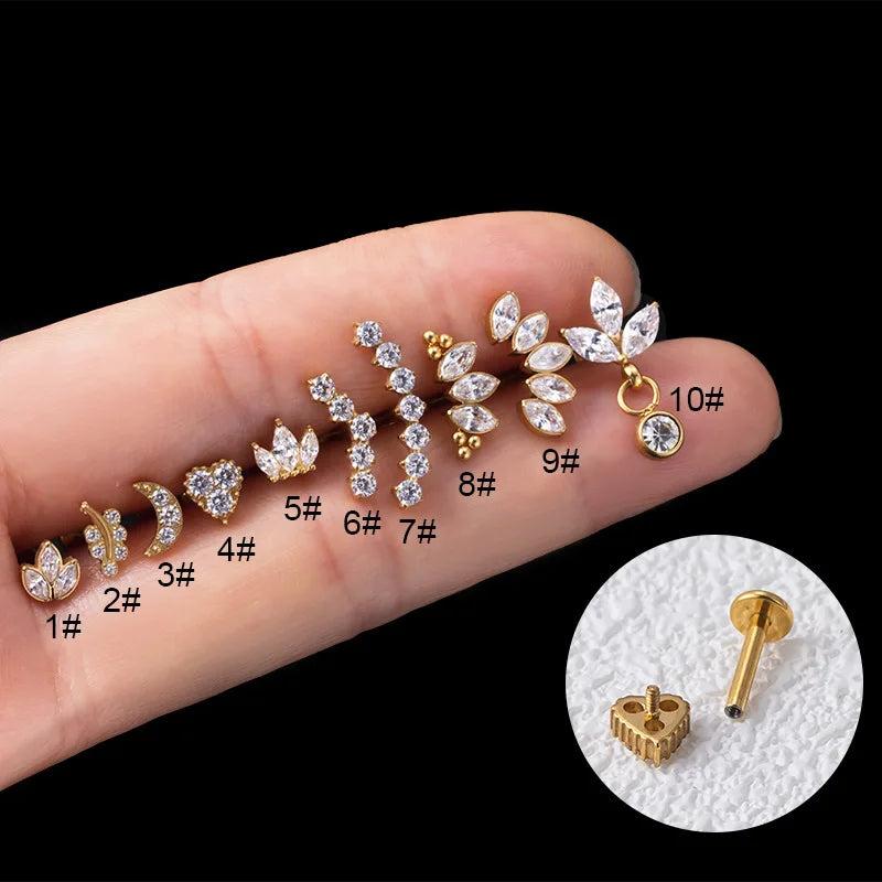 1PC G23 Titanium Pendant Flower Septum Labret Nostril Piercing
