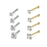 10Pcs Round Crystal CZ Nose Stud Set Piercing Jewelry 20g 0.8mm