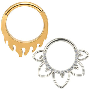 ASTM F-136 Titanium Nose Ring Flame Hinged Segment Clicker