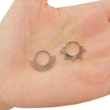Titanium Fan-shaped CZ Ring Hoop Nose Rings