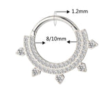 Titanium Fan-shaped CZ Ring Hoop Nose Rings