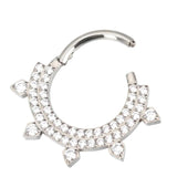 Titanium Fan-shaped CZ Ring Hoop Nose Rings