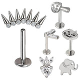 G23 Titanium Ear Piercings CZ Top Labret Lip Studs