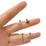 G23 Titanium Ear Piercings CZ Top Labret Lip Studs