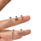 G23 Titanium Ear Piercings CZ Top Labret Lip Studs