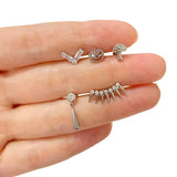 G23 Titanium Ear Piercings CZ Top Labret Lip Studs