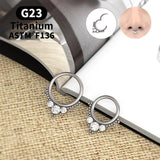 8/10mm Zircon Nose Ring CZ Hinged G23 Titanium Septum Jewelry