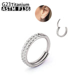 G23 Titanium Nose Ring Cz Septum Clicker Hoop Body Jewelry