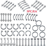 84PCS Body Piercing Kit Ear Nose Eyebrow Plier Clamp Steel Needles Tool Set