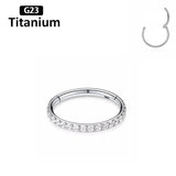 G23 Titanium Clicker Zircon Small Septum Piercing Nose Rings 16G