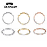 G23 Titanium Clicker Zircon Small Septum Piercing Nose Rings 16G