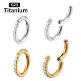 G23 Titanium Clicker Zircon Small Septum Piercing Nose Rings 16G