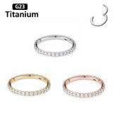 G23 Titanium Clicker Zircon Small Septum Piercing Nose Rings 16G