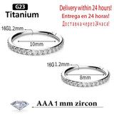 G23 Titanium Clicker Zircon Small Septum Piercing Nose Rings 16G