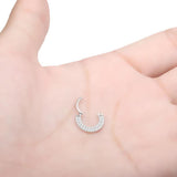16G Surgical Steel Septum Nose Hoop Clicker CZ Stone Earrings
