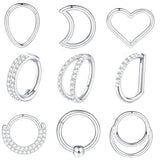 16G Surgical Steel Septum Nose Hoop Clicker CZ Stone Earrings