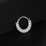 16G Surgical Steel Septum Nose Hoop Clicker CZ Stone Earrings