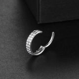 16G Surgical Steel Septum Nose Hoop Clicker CZ Stone Earrings