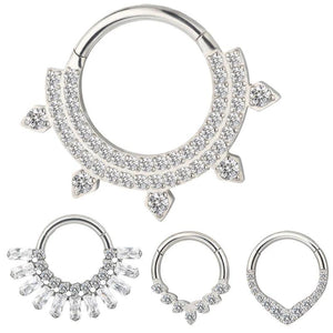 G23 Titanium Fan-shaped Zircon Nose Ring Hoop