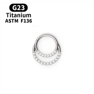 High Zircon Titanium Septum Clicker Nose Hoop