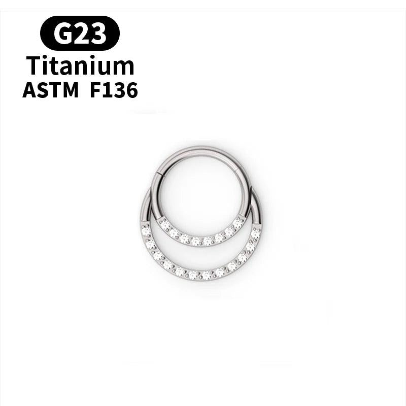 High Zircon Titanium Septum Clicker Nose Hoop