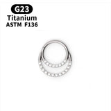 High Zircon Titanium Septum Clicker Nose Hoop